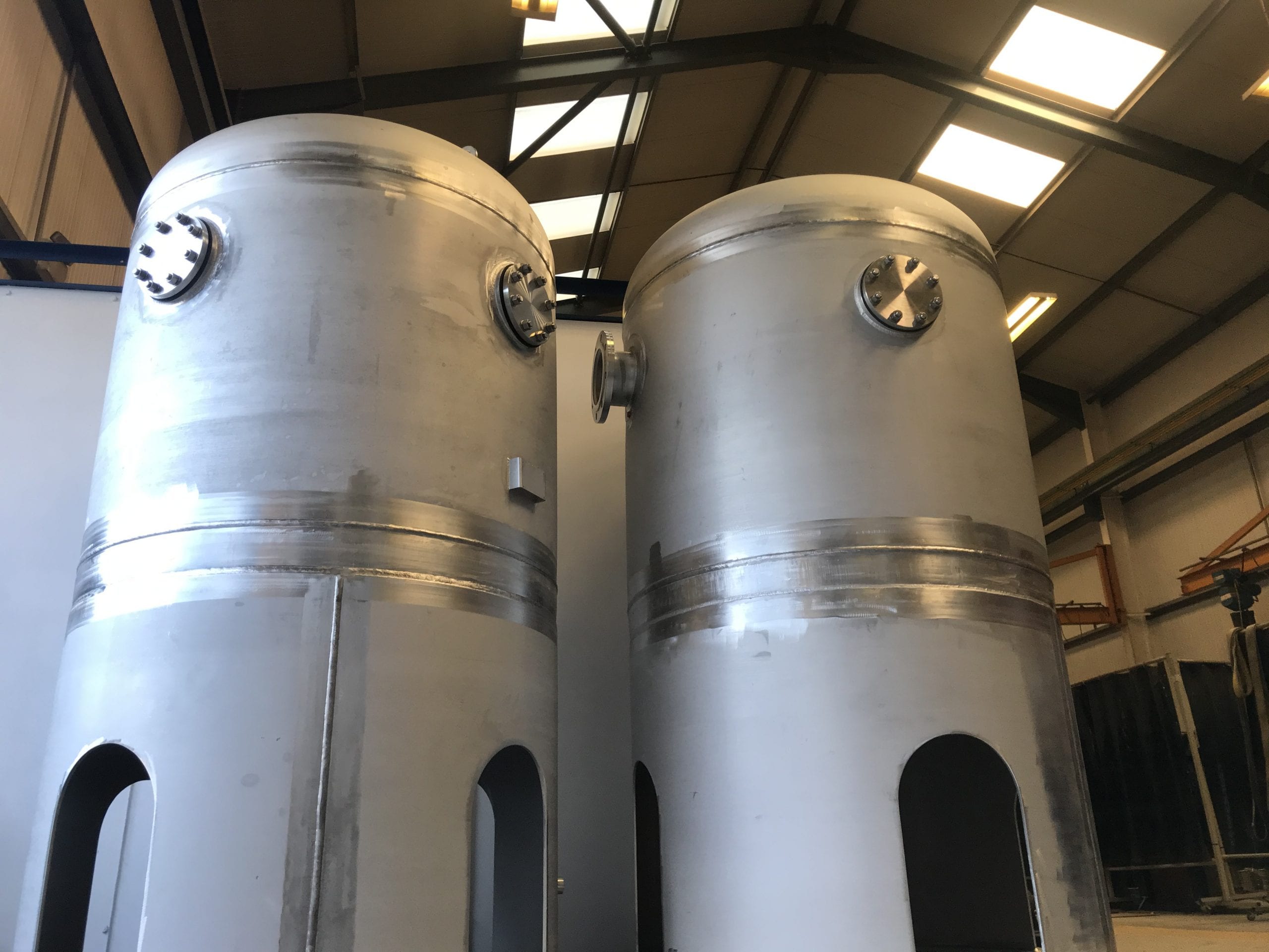 2 off Coolant Break Tanks for a Hydrogen Project - 2000 Litre volume made from Stainless Steel 304