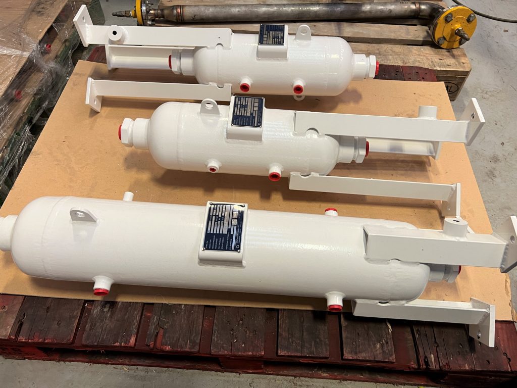 A set of carbon steel painted air receivers